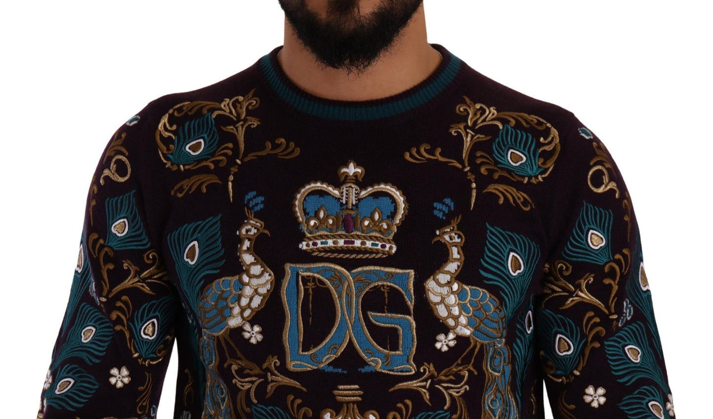 Dolce & Gabbana Bordeaux Cashmere DG Crown Embroidered Sweater - Le schmidt