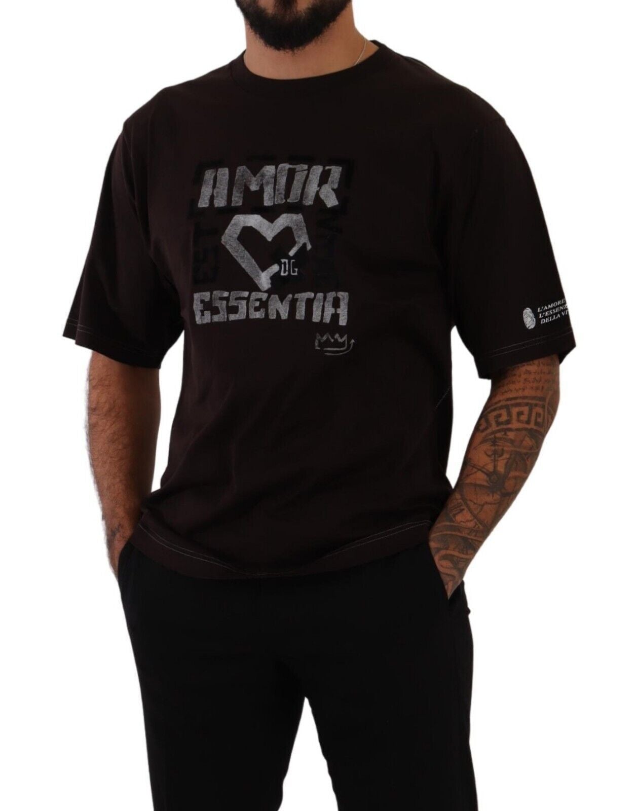 Dolce & Gabbana Bordeaux Cotton L - Amore Print Crewneck T-shirt - Le schmidt