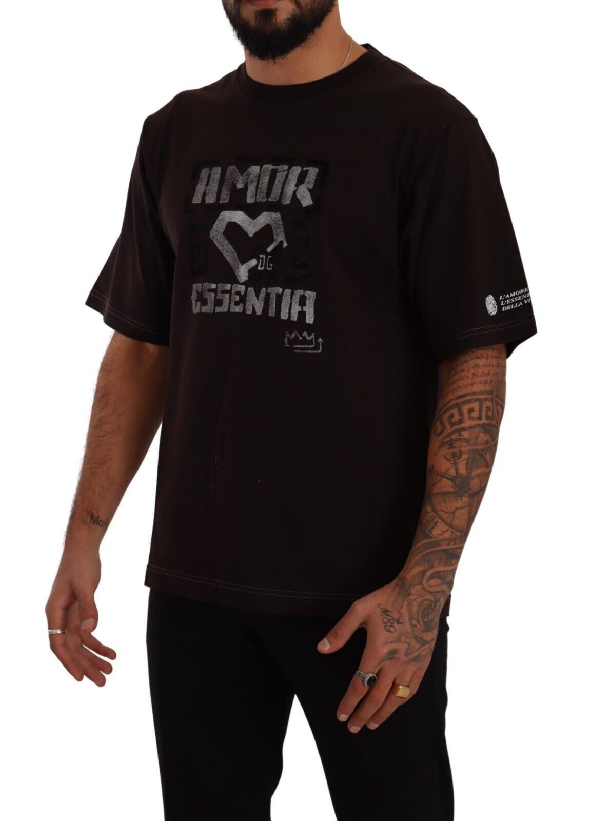 Dolce & Gabbana Bordeaux Cotton L - Amore Print Crewneck T-shirt - Le schmidt