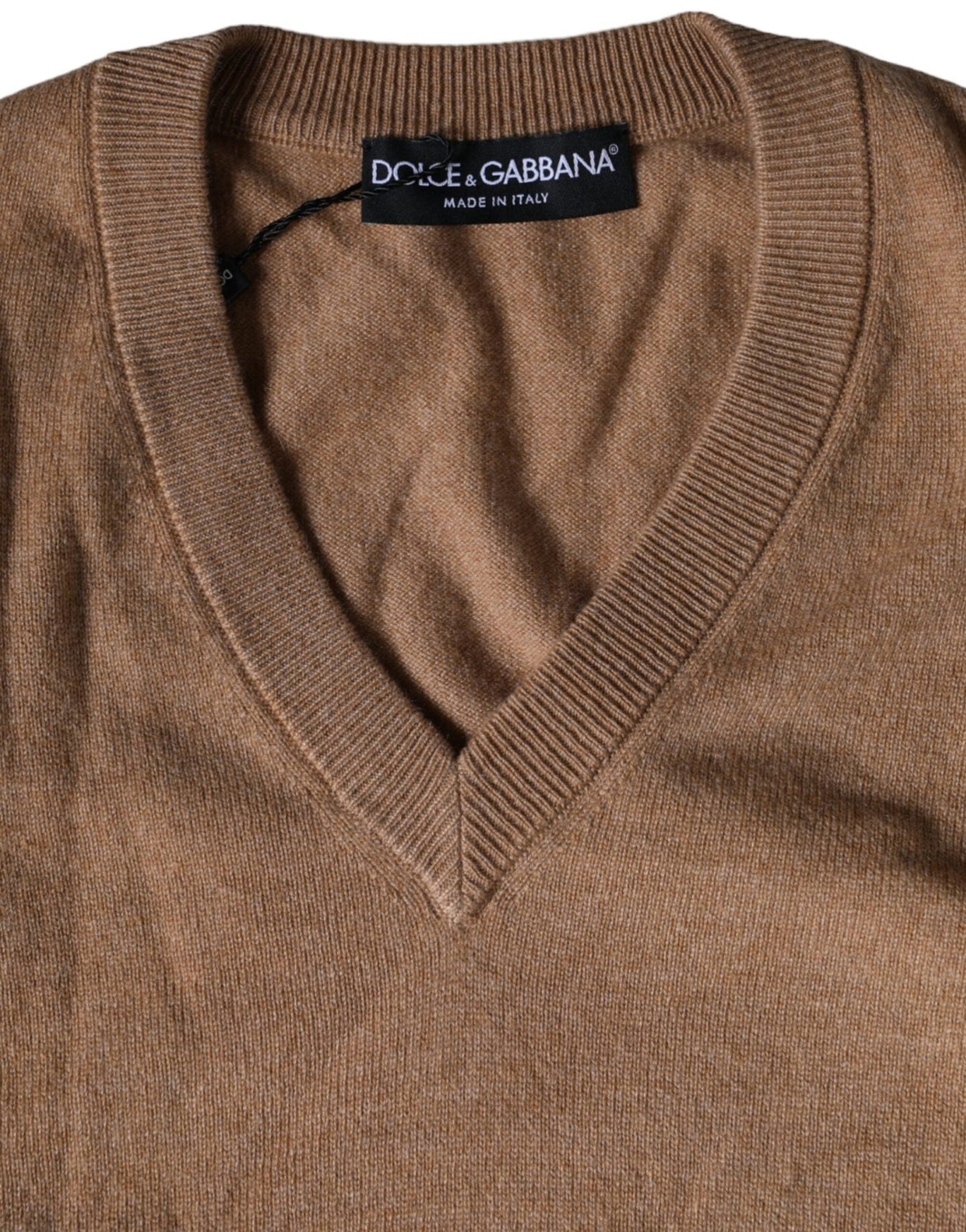 Dolce & Gabbana Brown Cashmere Knit V - neck Pullover Sweater - Le schmidt