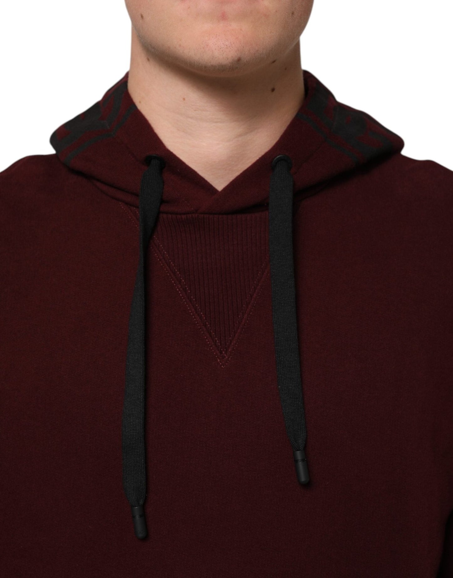 Dolce & Gabbana Burgundy Cotton Plaid Lined Men Hoodie Sweater - Le schmidt