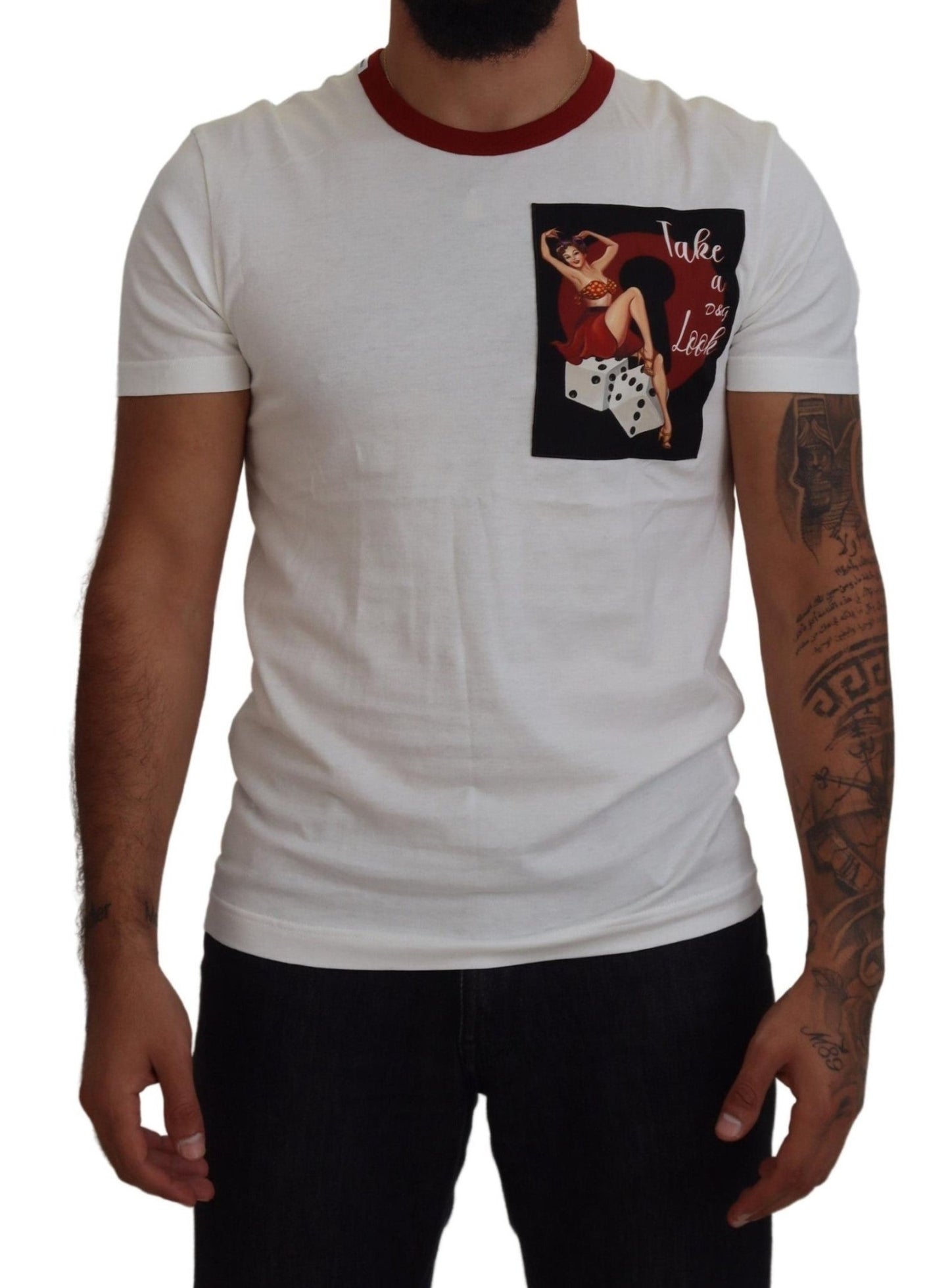 Dolce & Gabbana Cotton White Logo Print Crewneck T-shirt - Le schmidt