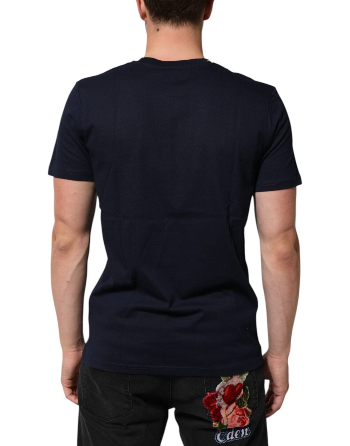 Dolce & Gabbana Dark Blue Cotton DG Logo Print Men’s Top T-shirt - Le schmidt