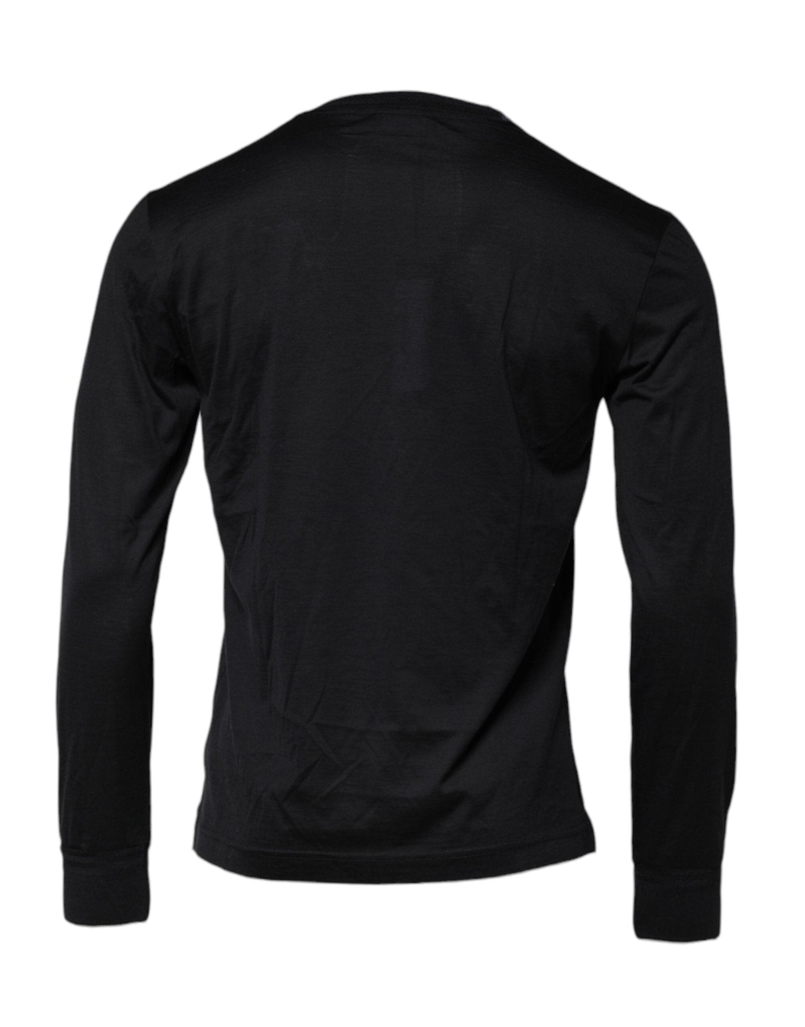 Dolce & Gabbana Dark Blue Silk Crew Neck Men Pullover Sweater - Le schmidt