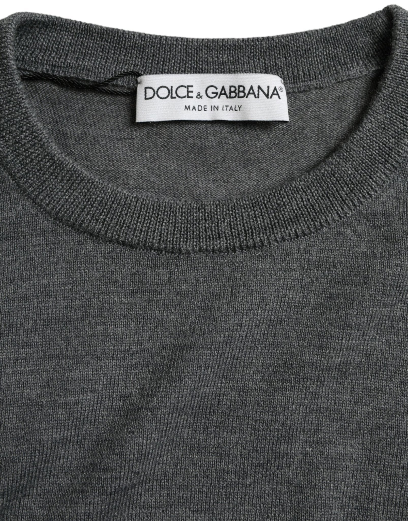 Dolce & Gabbana Dark Gray Wool Crew Neck Pullover Sweater - Le schmidt