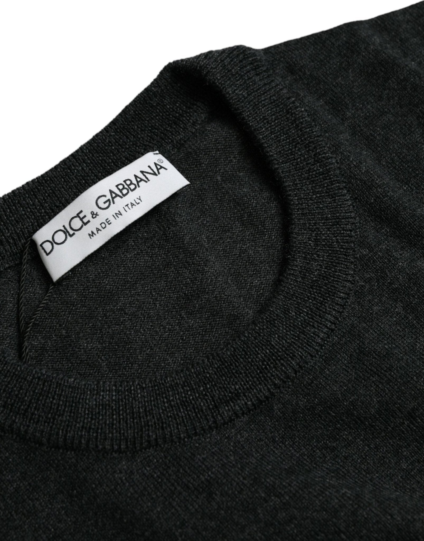 Dolce & Gabbana Dark Gray Wool Crew Neck Pullover Sweater - Le schmidt