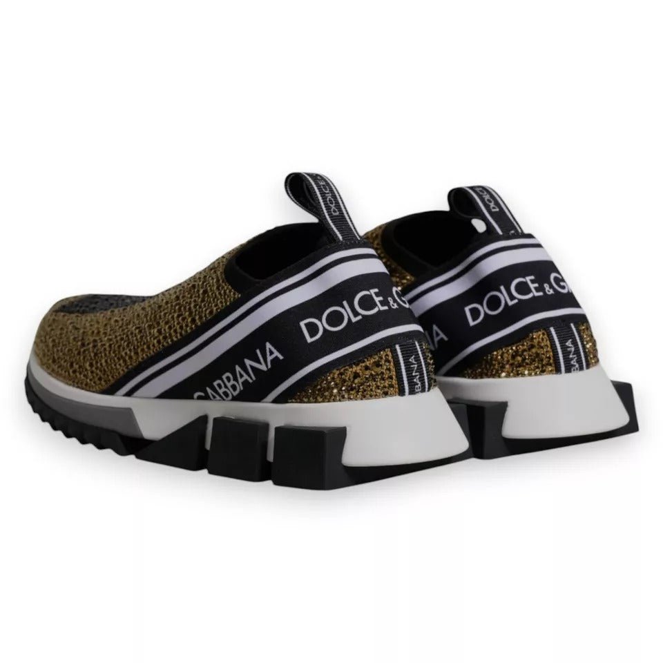 Dolce & Gabbana Gold Rhinestones Sorrento Sneakers Shoes - Le schmidt