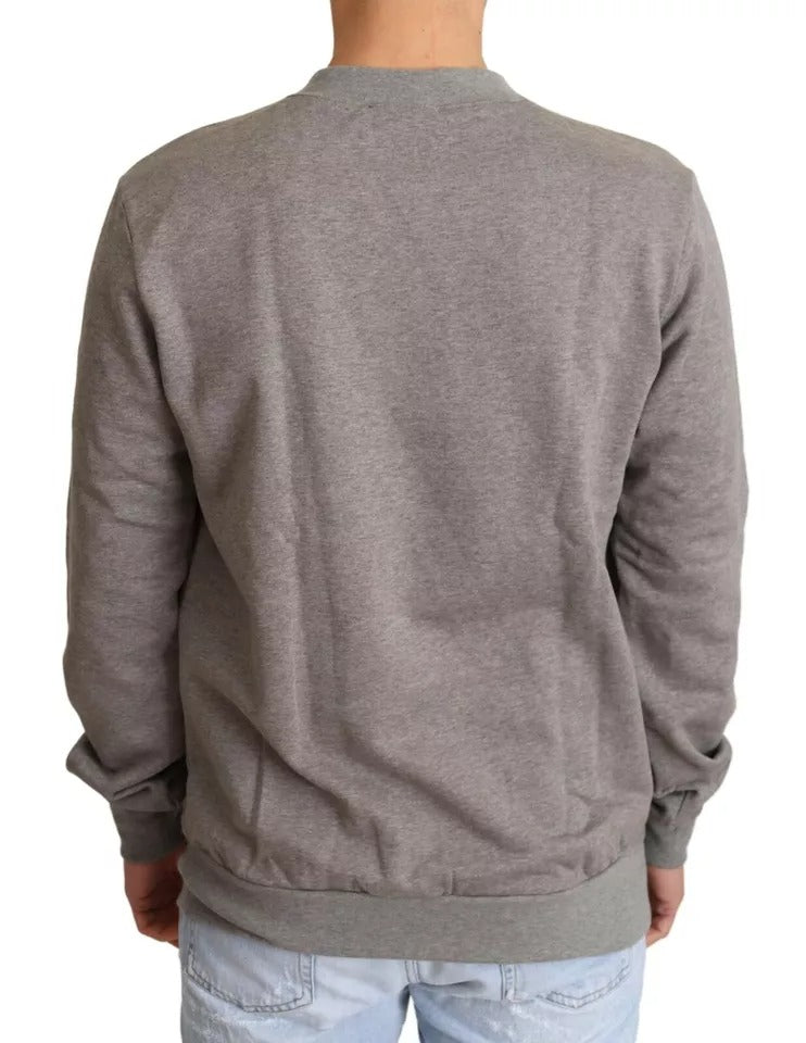 Dolce & Gabbana Gray Crown King Cotton Pullover Sweater - Le schmidt