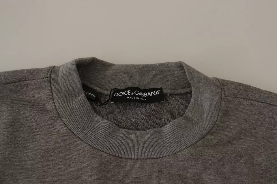 Dolce & Gabbana Gray Crown King Cotton Pullover Sweater - Le schmidt