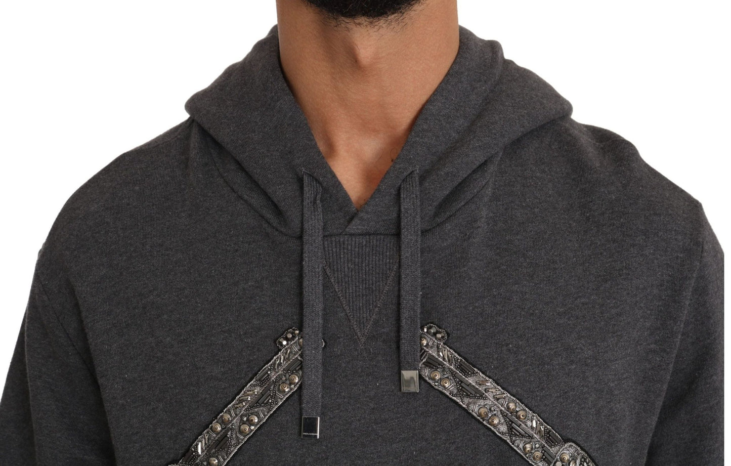 Dolce & Gabbana Gray Hooded Red Crystal Heart Gun Sweater - Le schmidt