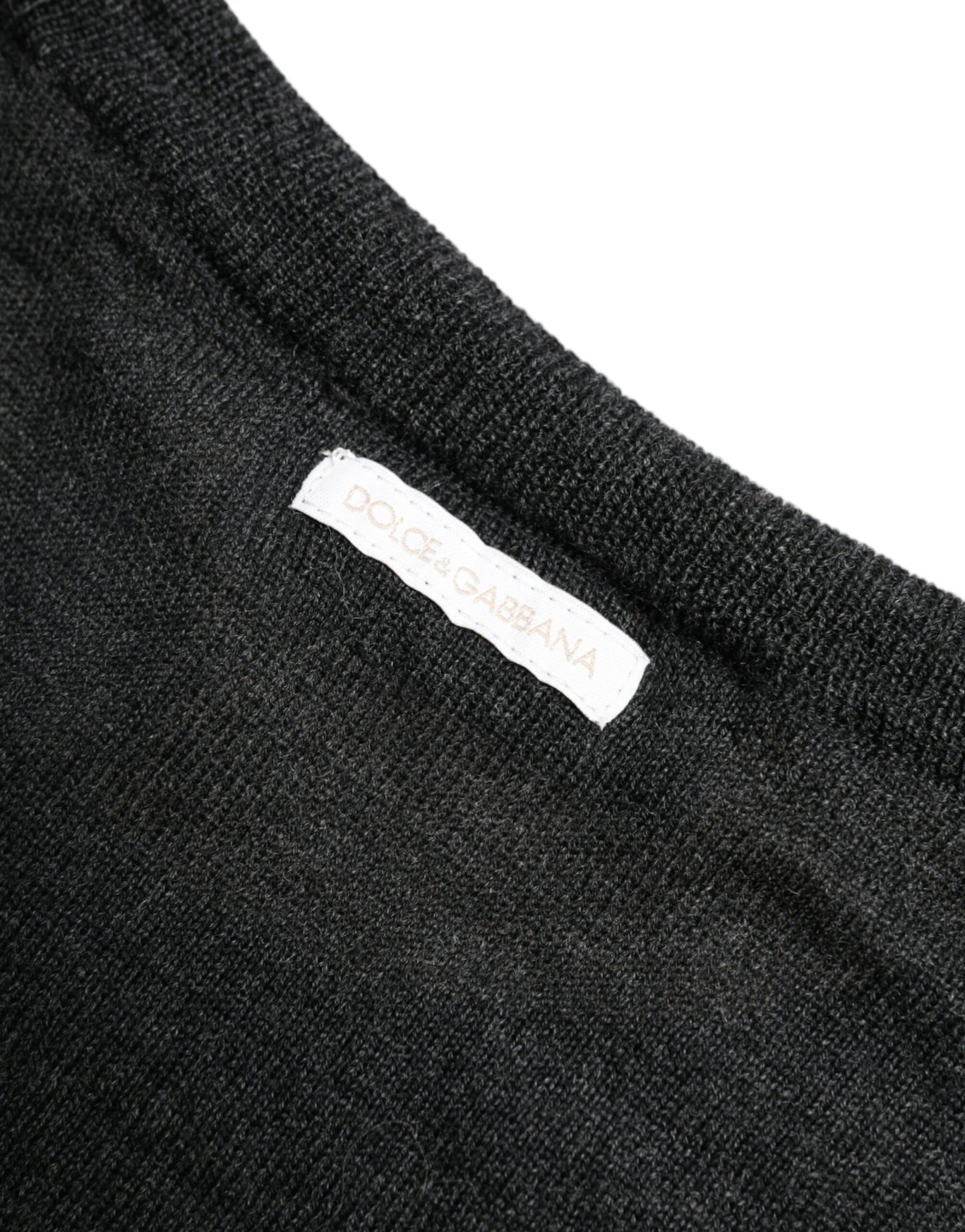 Dolce & Gabbana Gray Wool Round Neck Pullover Sweater - Le schmidt