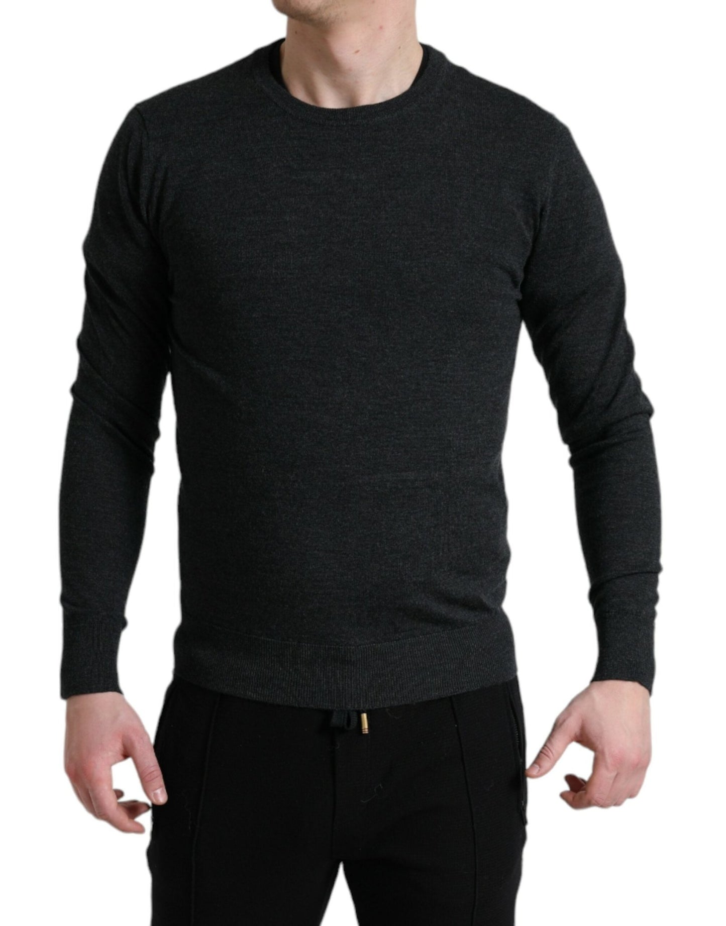 Dolce & Gabbana Gray Wool Round Neck Pullover Sweater - Le schmidt