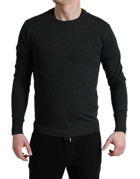 Dolce & Gabbana Gray Wool Round Neck Pullover Sweater - Le schmidt