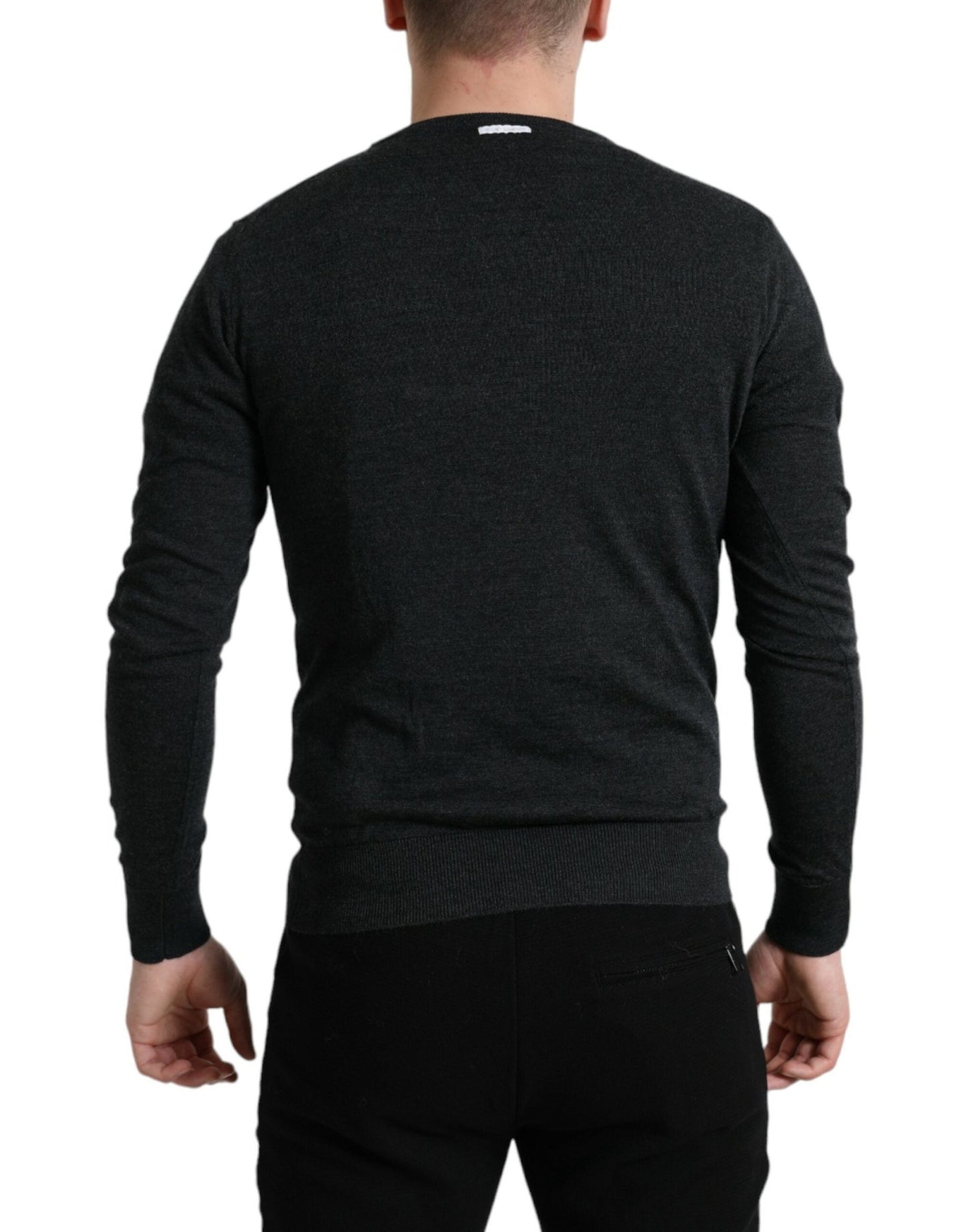 Dolce & Gabbana Gray Wool Round Neck Pullover Sweater - Le schmidt