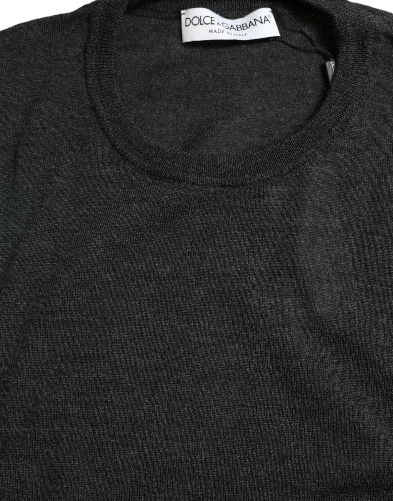 Dolce & Gabbana Gray Wool Round Neck Pullover Sweater - Le schmidt