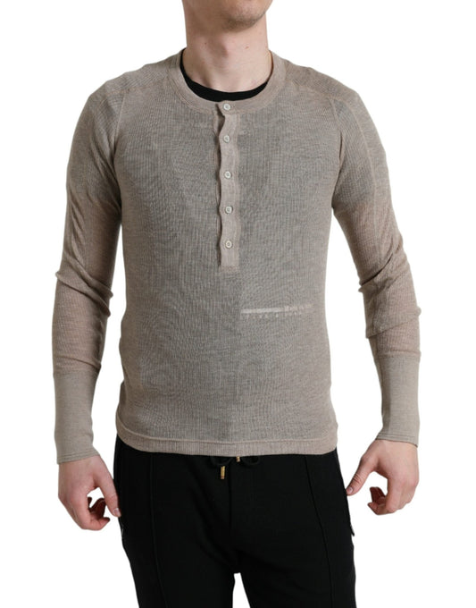 Dolce & Gabbana Henley Pullover Beige Cashmere Sweater - Le schmidt