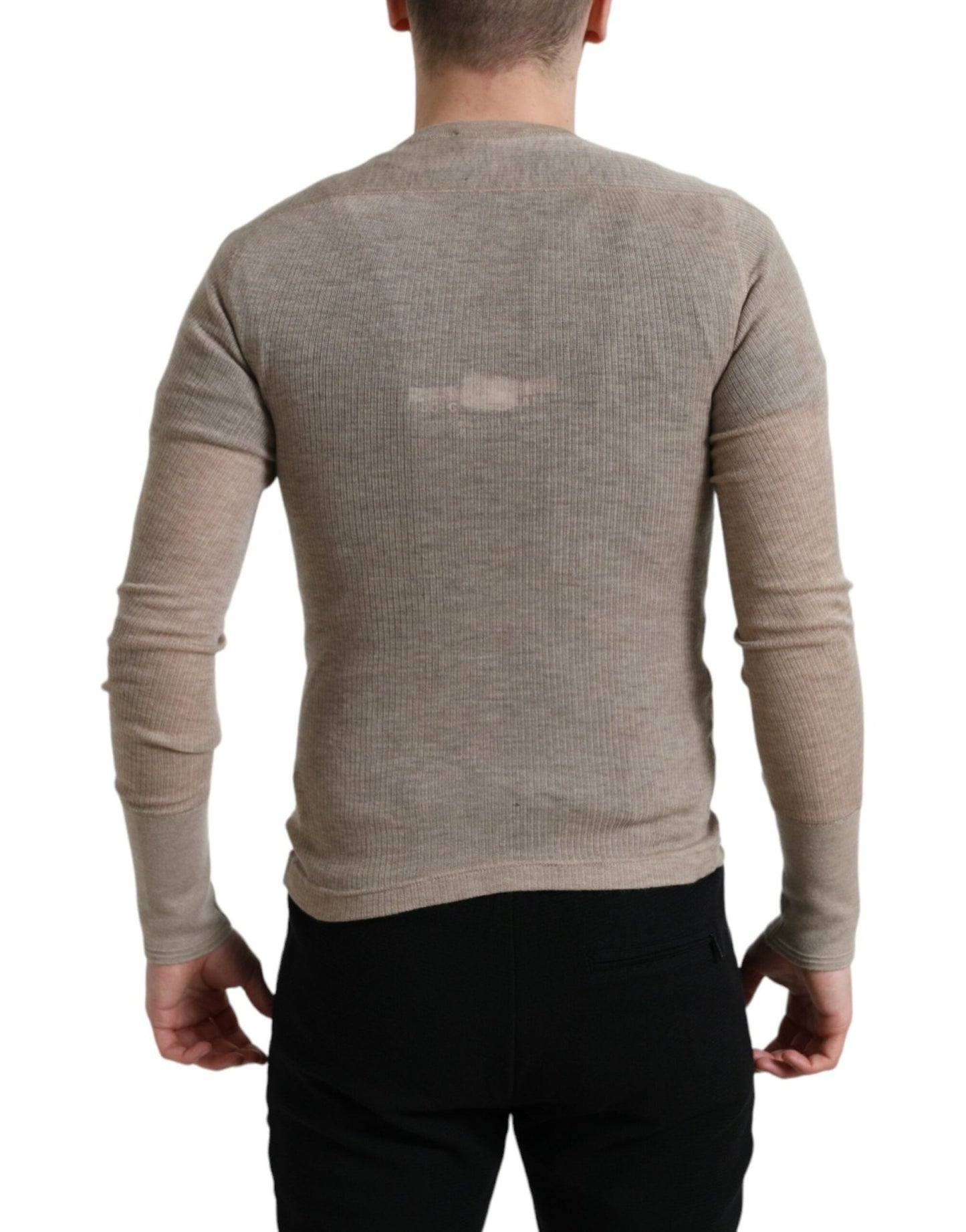 Dolce & Gabbana Henley Pullover Beige Cashmere Sweater - Le schmidt