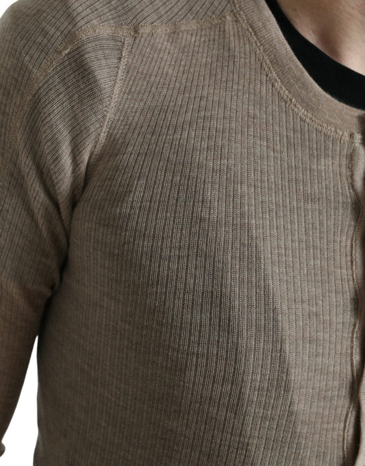 Dolce & Gabbana Henley Pullover Beige Cashmere Sweater - Le schmidt