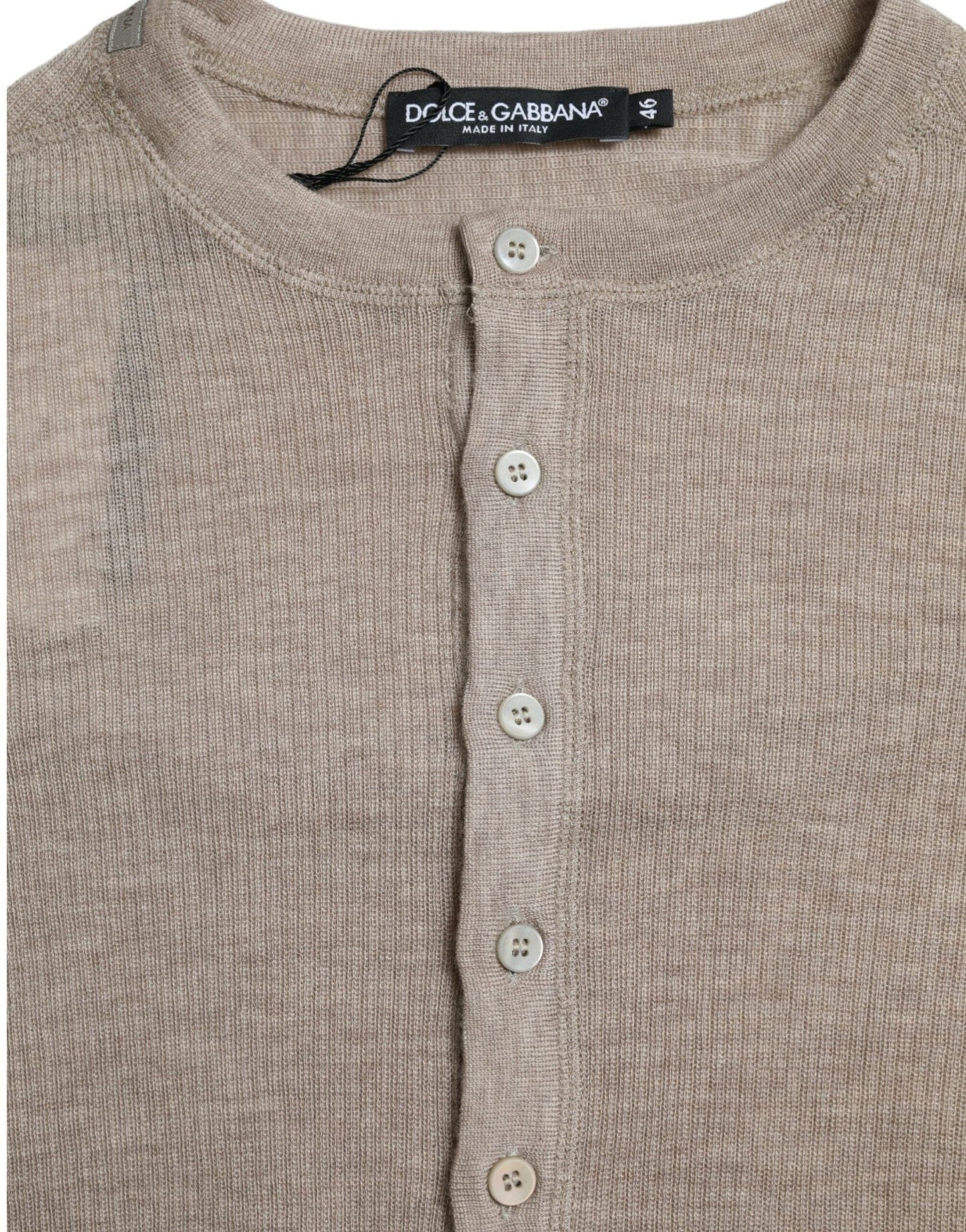 Dolce & Gabbana Henley Pullover Beige Cashmere Sweater - Le schmidt