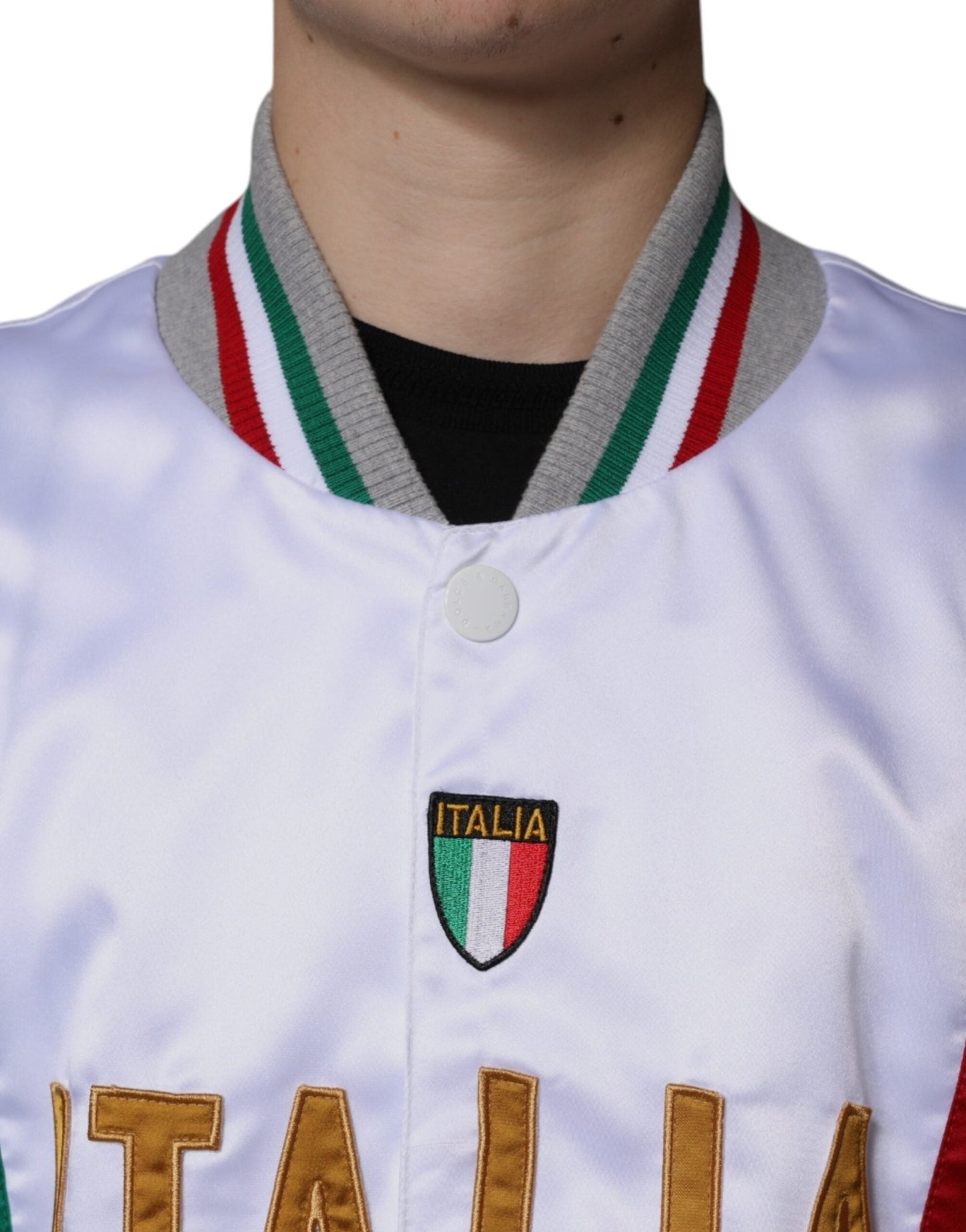 Dolce & Gabbana Multicolor Italia Button Down Bomber Jacket - Le schmidt
