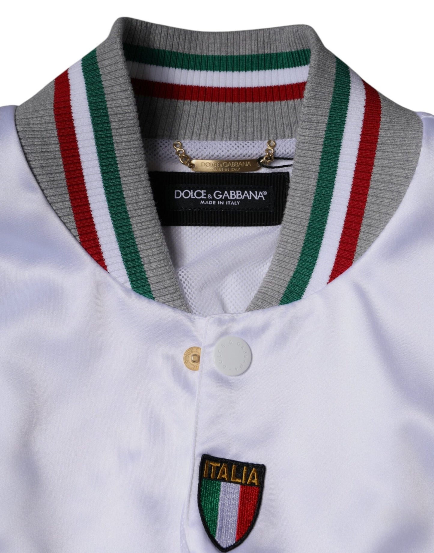 Dolce & Gabbana Multicolor Italia Button Down Bomber Jacket - Le schmidt