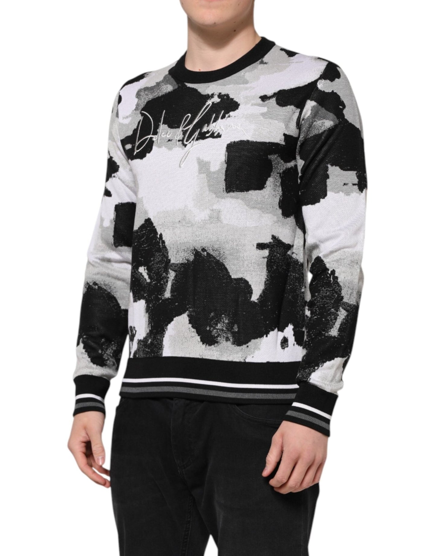 Dolce & Gabbana Multicolor Silk Camouflage Pullover Sweater - Le schmidt