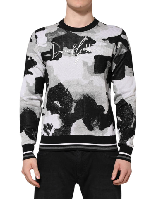 Dolce & Gabbana Multicolor Silk Camouflage Pullover Sweater - Le schmidt