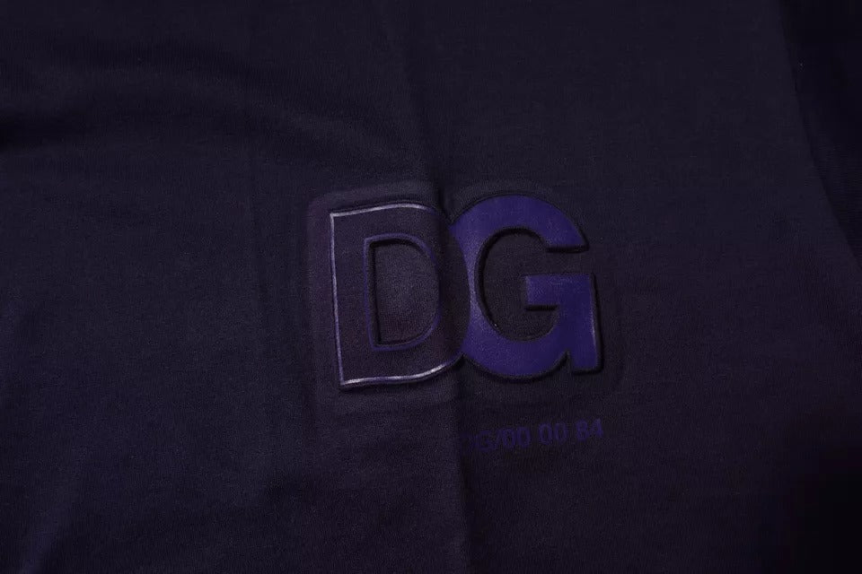 Dolce & Gabbana Navy Blue DG Logo Cotton Crew Neck T-shirt - Le schmidt