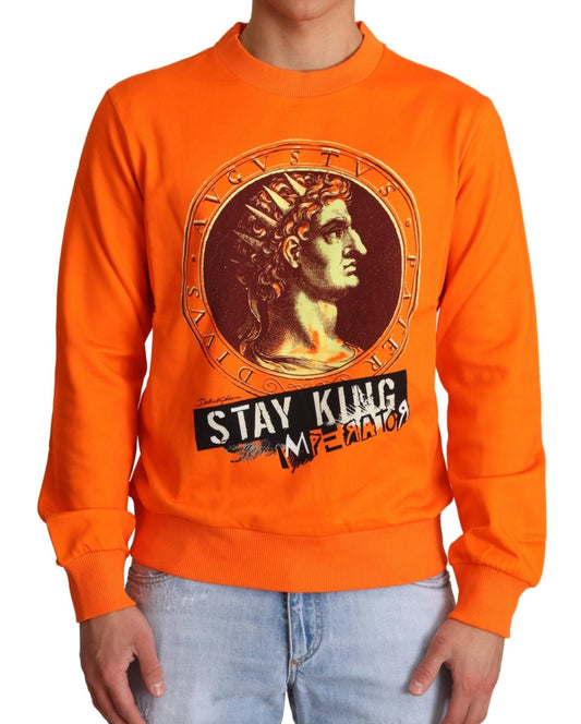 Dolce & Gabbana Orange King Ceasar Cotton Pullover Sweater - Le schmidt