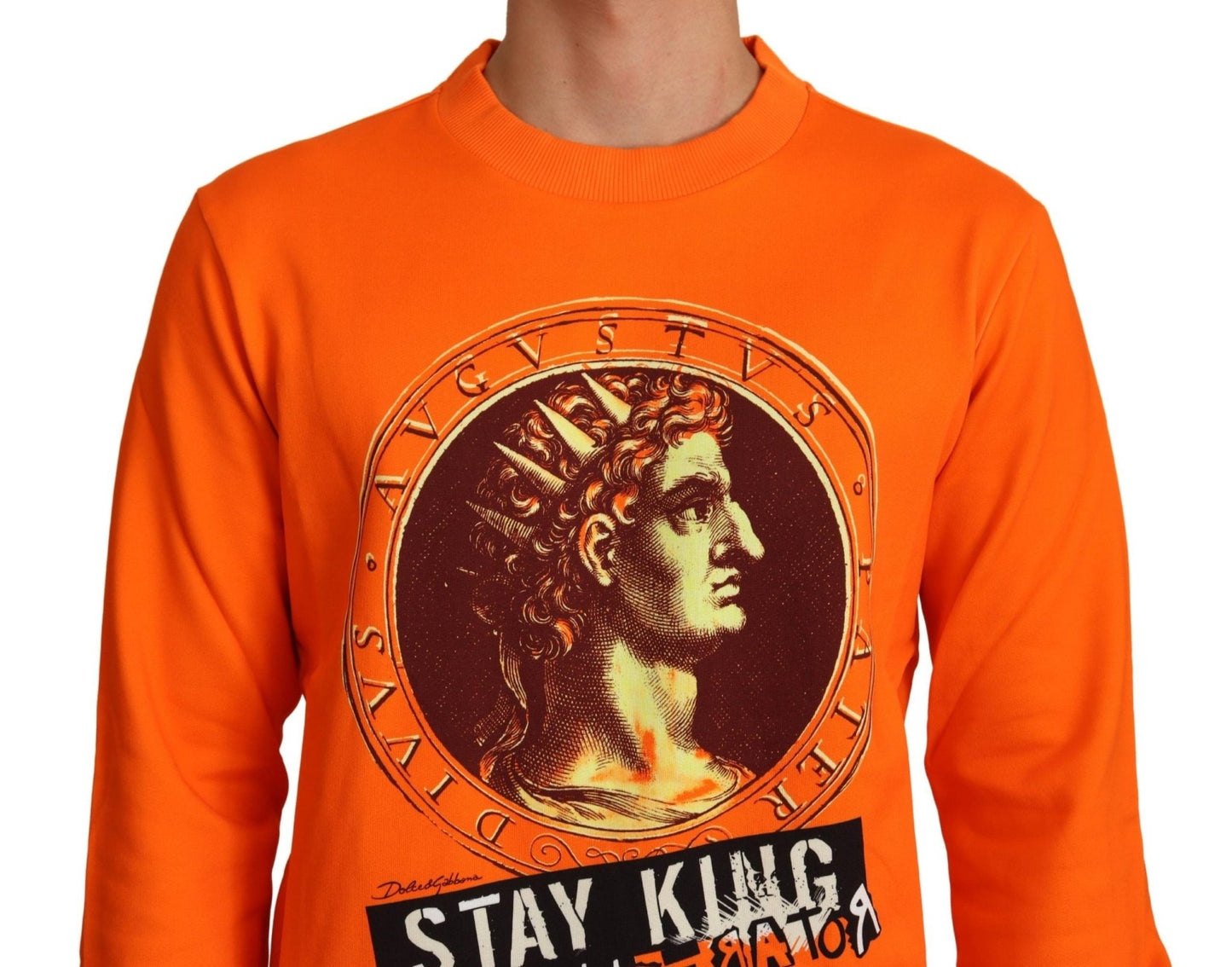 Dolce & Gabbana Orange King Ceasar Cotton Pullover Sweater - Le schmidt