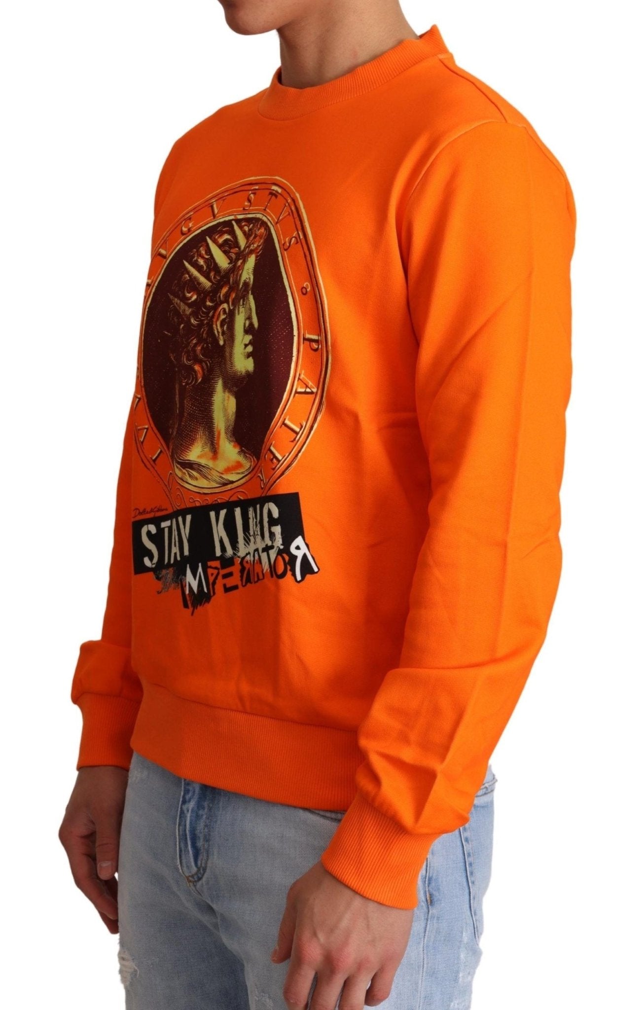 Dolce & Gabbana Orange King Ceasar Cotton Pullover Sweater - Le schmidt