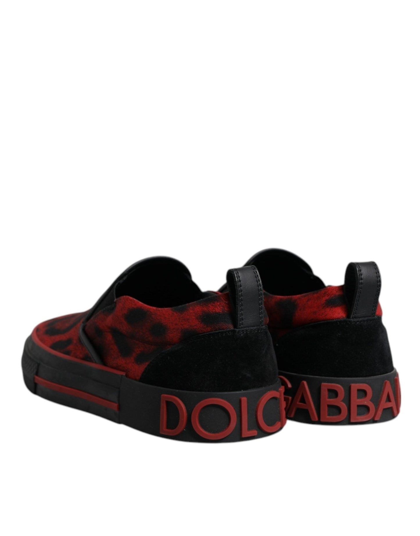 Dolce & Gabbana Red Black Leopard Cotton Men Low Top Sneakers Shoes - Le schmidt