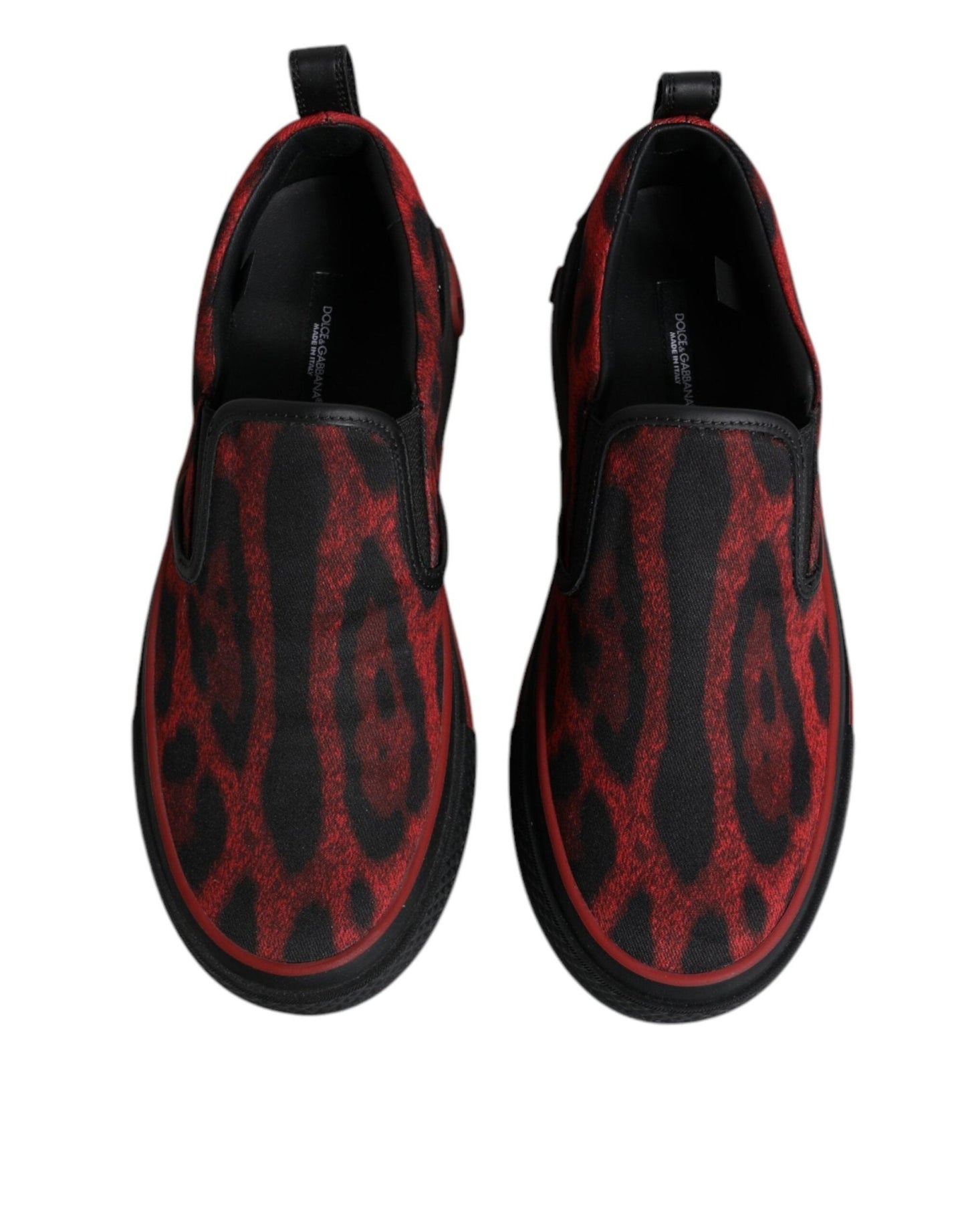 Dolce & Gabbana Red Black Leopard Cotton Men Low Top Sneakers Shoes - Le schmidt