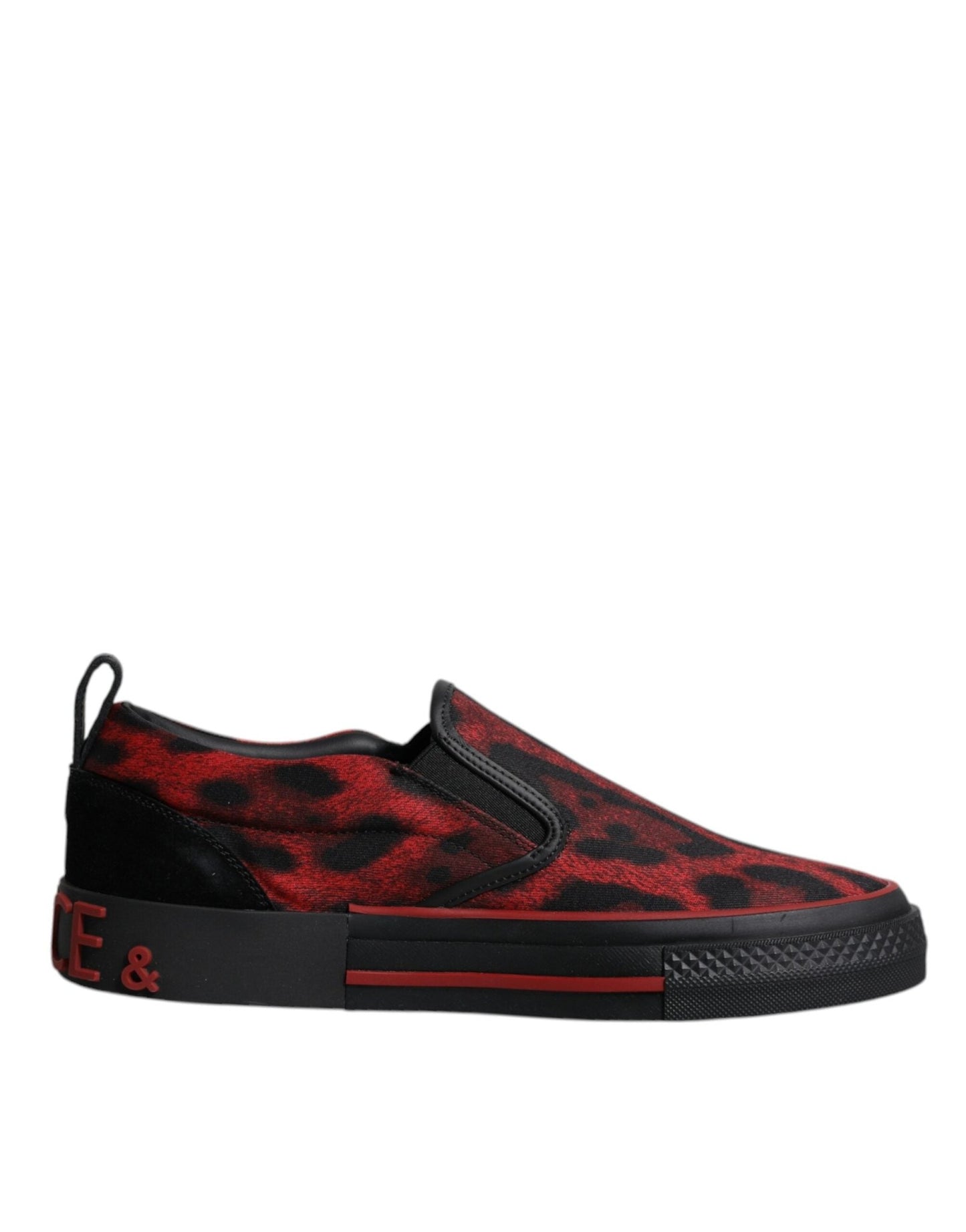 Dolce & Gabbana Red Black Leopard Cotton Men Low Top Sneakers Shoes - Le schmidt