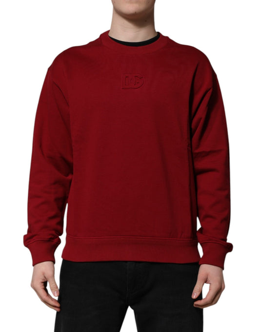Dolce & Gabbana Red Embossed Logo Cotton Crew Neck Sweater - Le schmidt