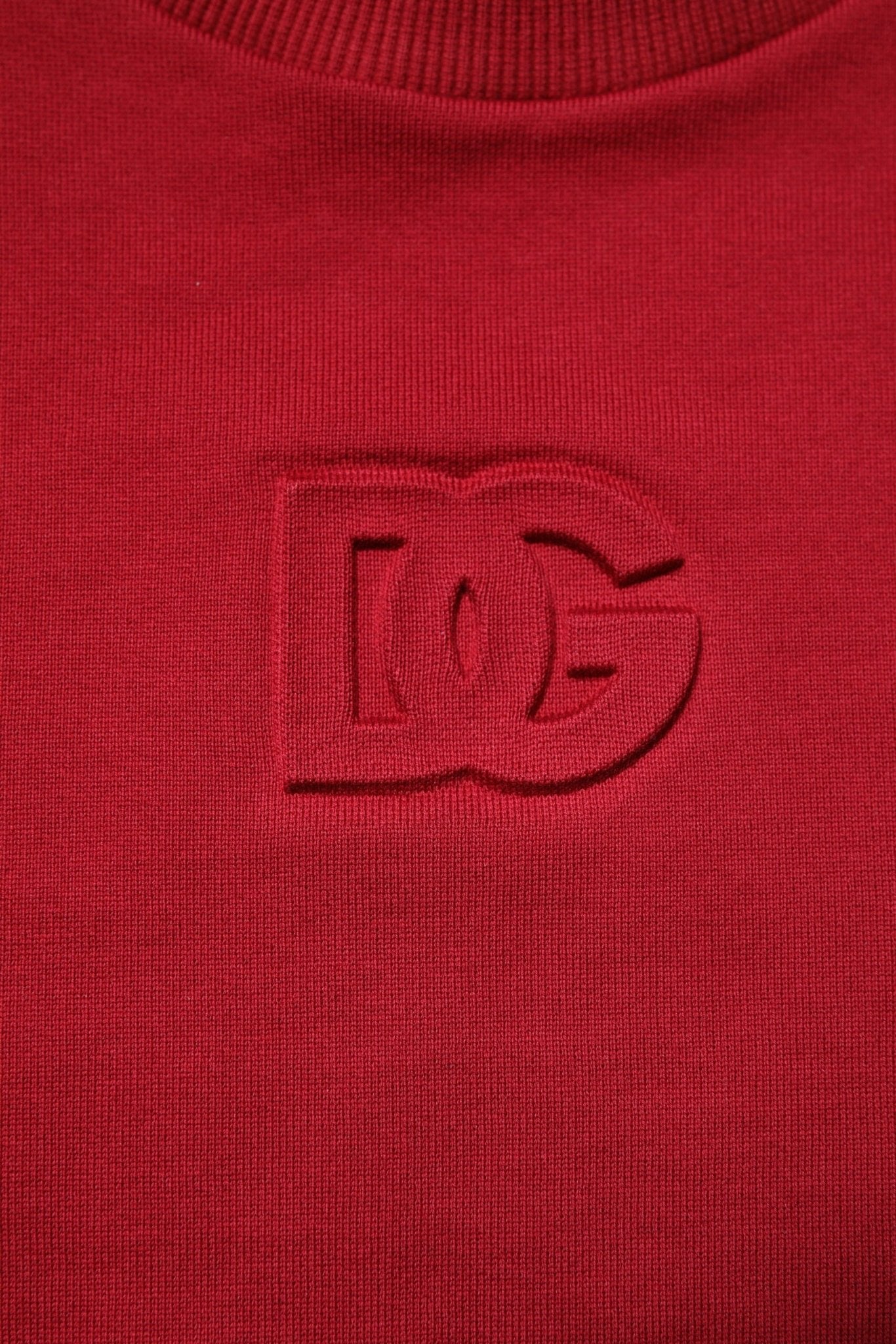 Dolce & Gabbana Red Embossed Logo Cotton Crew Neck Sweater - Le schmidt