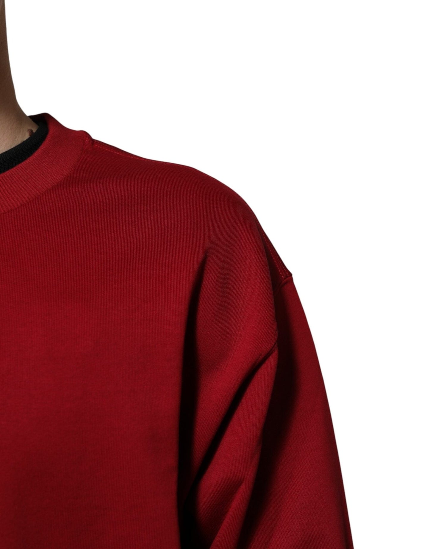 Dolce & Gabbana Red Embossed Logo Cotton Crew Neck Sweater - Le schmidt