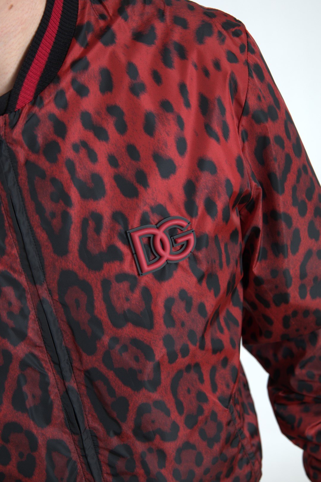 Dolce & Gabbana Red Leopard Bomber Short Coat Jacket - Le schmidt