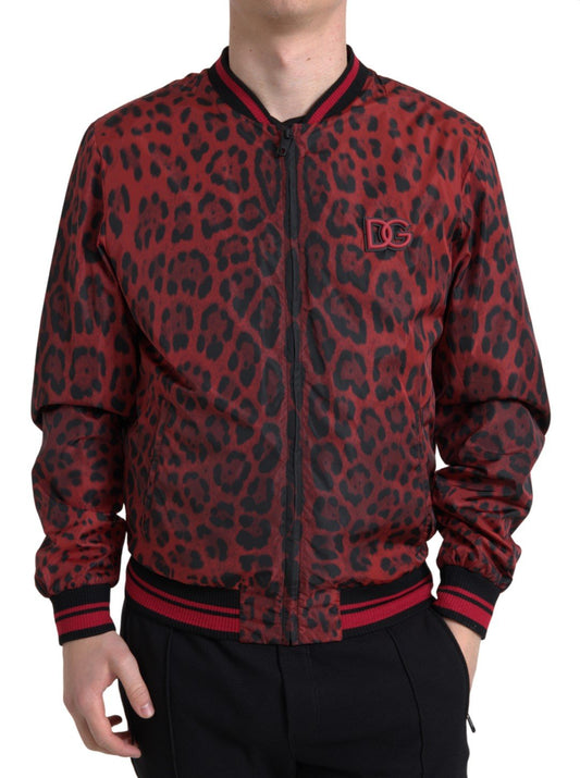 Dolce & Gabbana Red Leopard Bomber Short Coat Jacket - Le schmidt