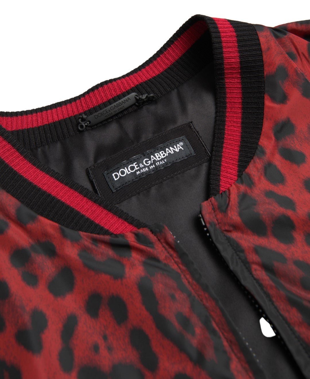 Dolce & Gabbana Red Leopard Bomber Short Coat Jacket - Le schmidt