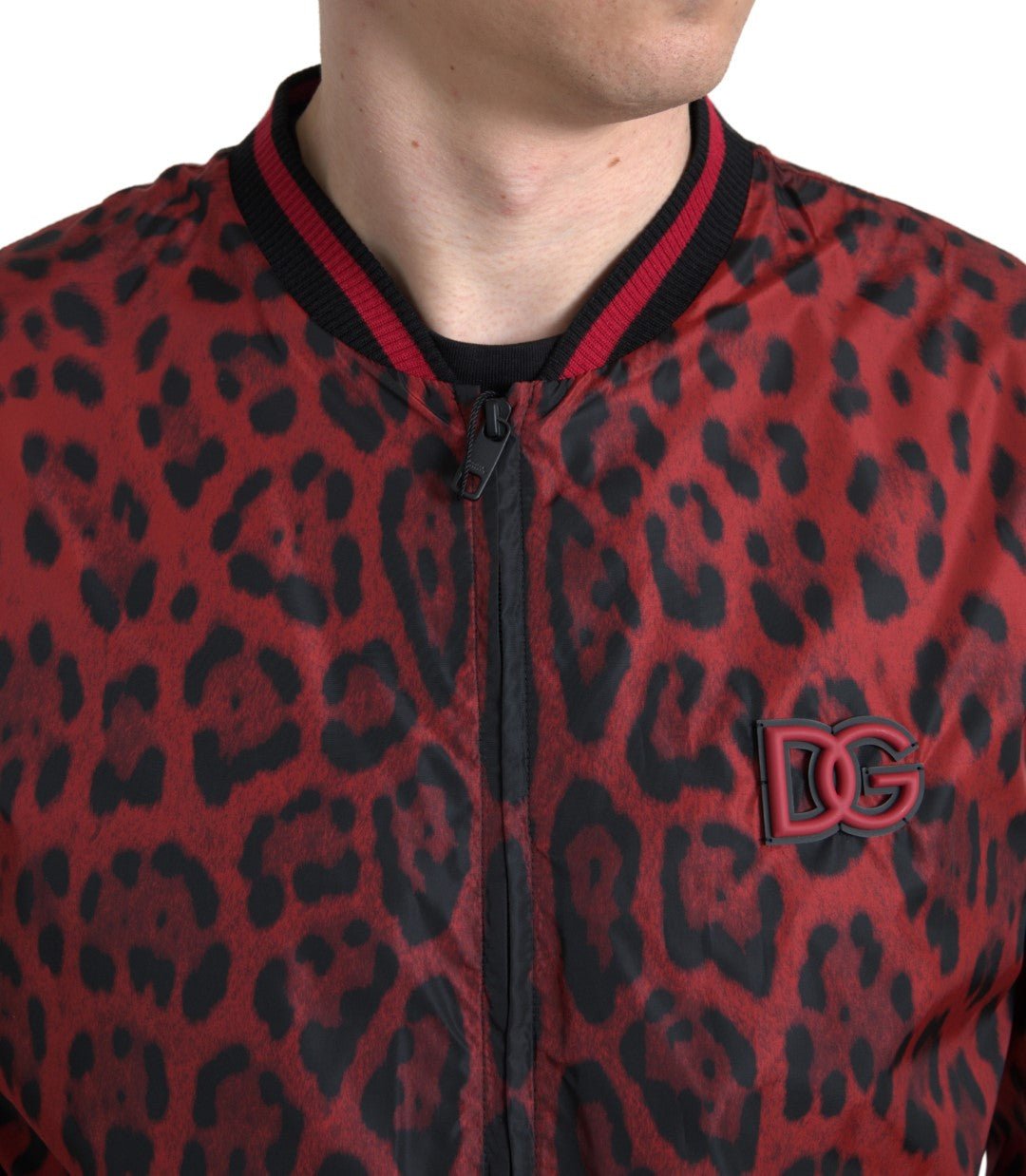 Dolce & Gabbana Red Leopard Bomber Short Coat Jacket - Le schmidt
