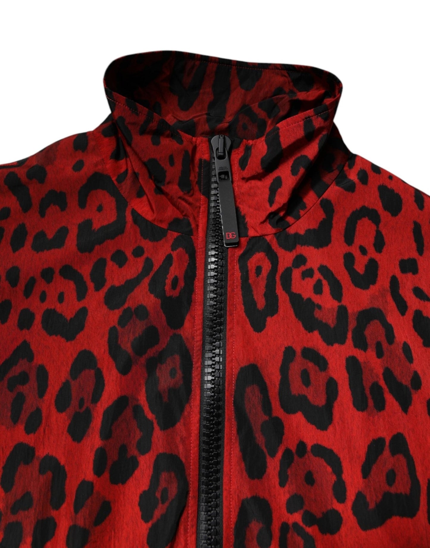 Dolce & Gabbana Red Leopard Nylon Bomber Full Zip Jacket - Le schmidt