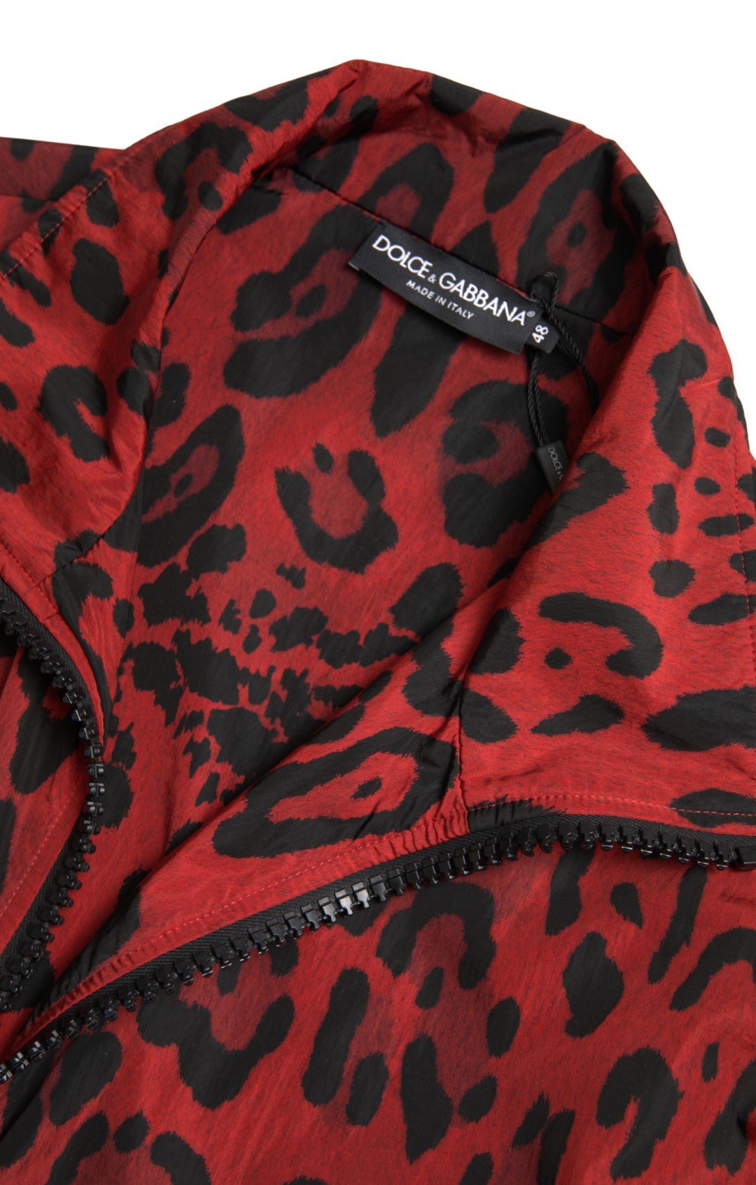 Dolce & Gabbana Red Leopard Nylon Full Zip Sweater - Le schmidt