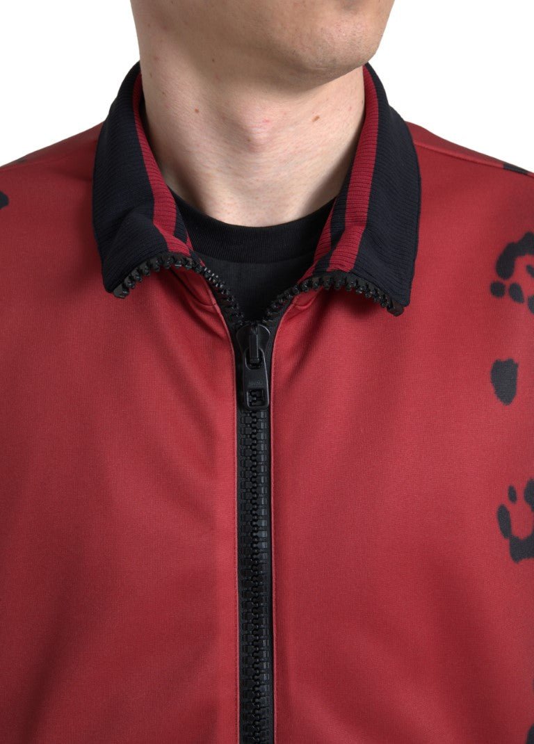 Dolce & Gabbana Red Leopard Polyester Bomber Full Zip Jacket - Le schmidt