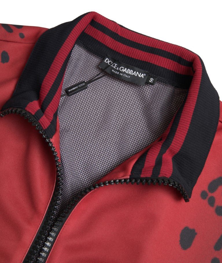 Dolce & Gabbana Red Leopard Polyester Bomber Full Zip Jacket - Le schmidt