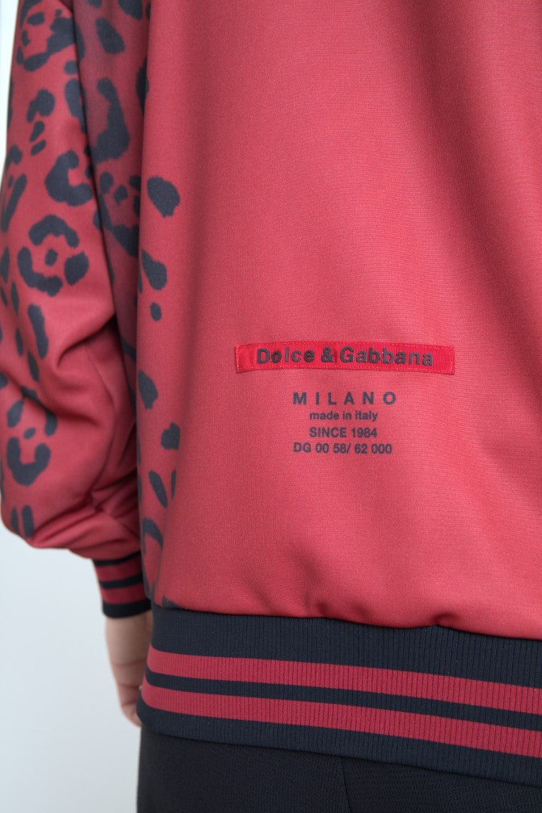 Dolce & Gabbana Red Leopard Polyester Bomber Full Zip Jacket - Le schmidt