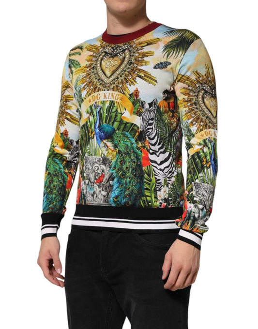 Dolce & Gabbana Tropical Heart Crown Silk Pullover Sweater - Le schmidt