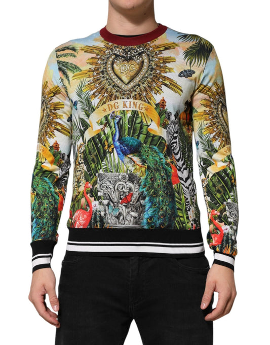 Dolce & Gabbana Tropical Heart Crown Silk Pullover Sweater - Le schmidt