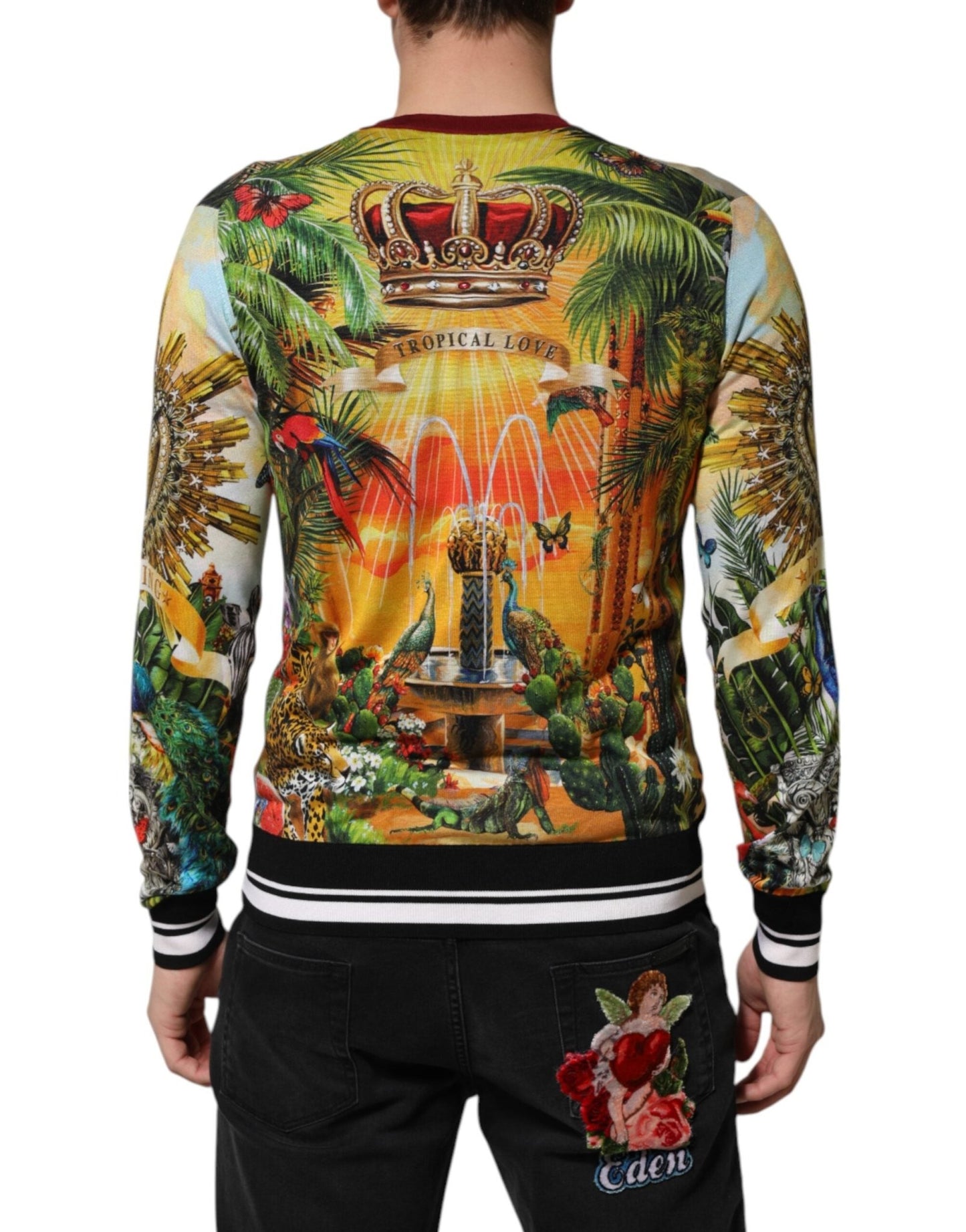 Dolce & Gabbana Tropical Heart Crown Silk Pullover Sweater - Le schmidt