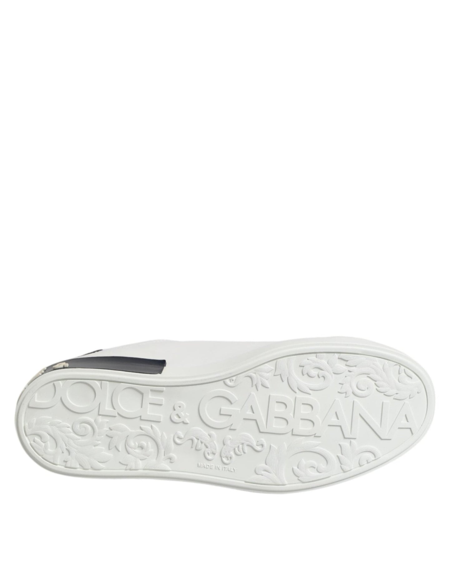 Dolce & Gabbana White Black Leather Portofino Sneaker Shoes - Le schmidt